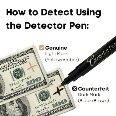 Dri Mark Dual Detector Counterfeit Pens with UV LED Cap, Black (351UVB)