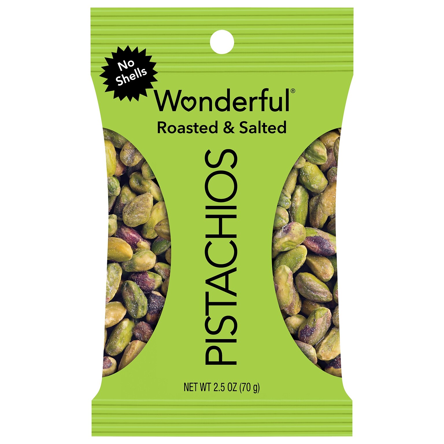 Wonderful Pistachios Dry Roasted & Salted Pistachos, 2.5 oz., 8 Bags/Box (PAR070146A25M)