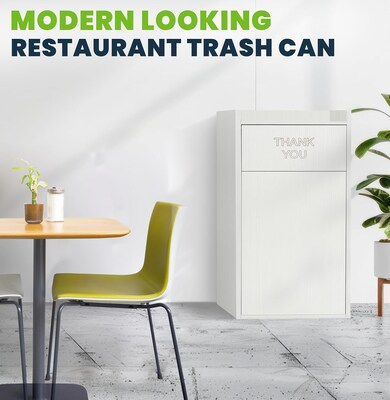 Alpine Industries Wood Trash Can, 40 Gallon, White, 2/Pack (476-WHI-2PK)