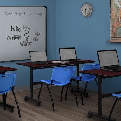 Regency Kobe 60 Flip Top Mobile Training Table- Mahogany & 2 M Stack Chairs- Blue