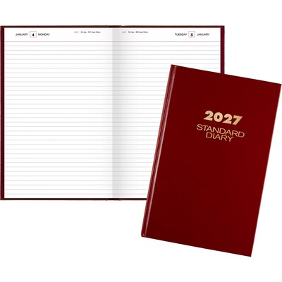 2027 AT-A-GLANCE Hardcover Diary, 7.75 x 12, Ruled, Red (SD376-13-27)