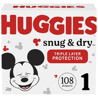 Huggies Snug & Dry Diapers, Size 1, 108 Count (54645)