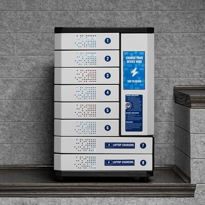 KwikBoost 8-Bay Self-Service Charging Locker, White (CHSL001)