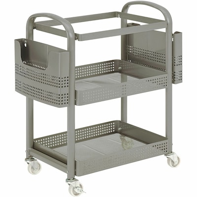 Lorell 2-Shelf Metal Mobile File Cart with Caster Wheels, Champagne Gold (LLR45654)