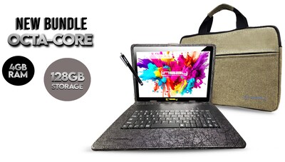 Linsay Octa Core 10.1" Tablet, 4GB RAM, 128GB Storage, Android 13, Bundled with Oracle Keyboard Case, Briefcase and Stylus Pen