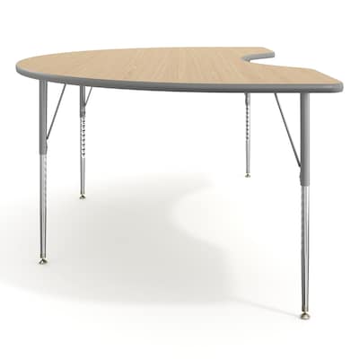 Flash Furniture Wren Kidney Activity Table, 96" x 48", Height Adjustable, Light Natural Top/Silver Frame (XUA4896KDLNTA)