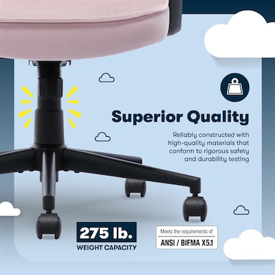 Serta Comfort Classic Ergonomic Velvet Fabric Swivel Executive Chair, Pink (CCHR10005C)