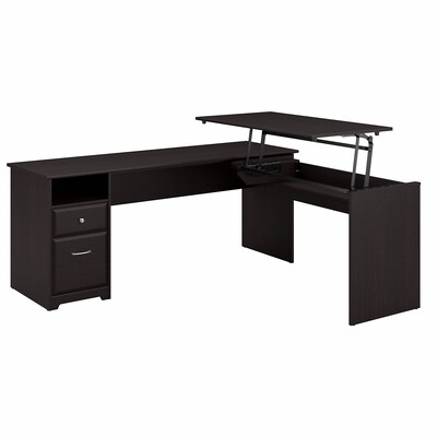 Bush Furniture Cabot 36-42H 3 Position L Shaped Sit to Stand Desk, Espresso Oak (CAB050EPO)