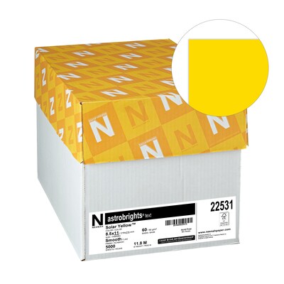 Astrobrights 8.5 x 11 Color Multipurpose Paper, 24 lbs., Solar Yellow, 500 Sheets/Ream, 10/Ream (22531/21538CT)