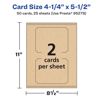 Avery Integrated Cards, 4.25" x 5.5", Matte Kraft Brown, 50/Pack (95278)