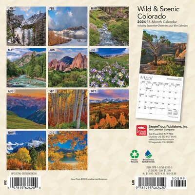 2024 BrownTrout Colorado Wild & Scenic 7 x 14 Monthly Wall Calendar (9781975462420)