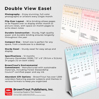 2026 BrownTrout Tuscan Delight 7.5" x 6" Monthly Desk Calendar (9798330706020)
