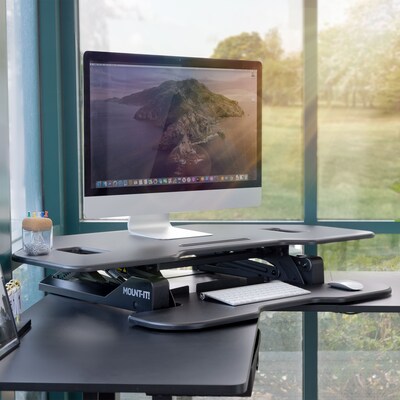 Mount-It! 43"W Manual Corner Adjustable Standing Desk Converter, Black (MI-7958A)