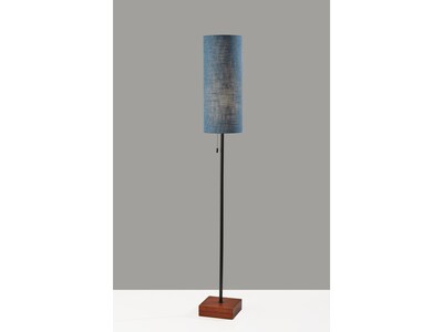 Adesso Trudy 62" Walnut Floor Lamp with Blue Drum Shade (1569-07)