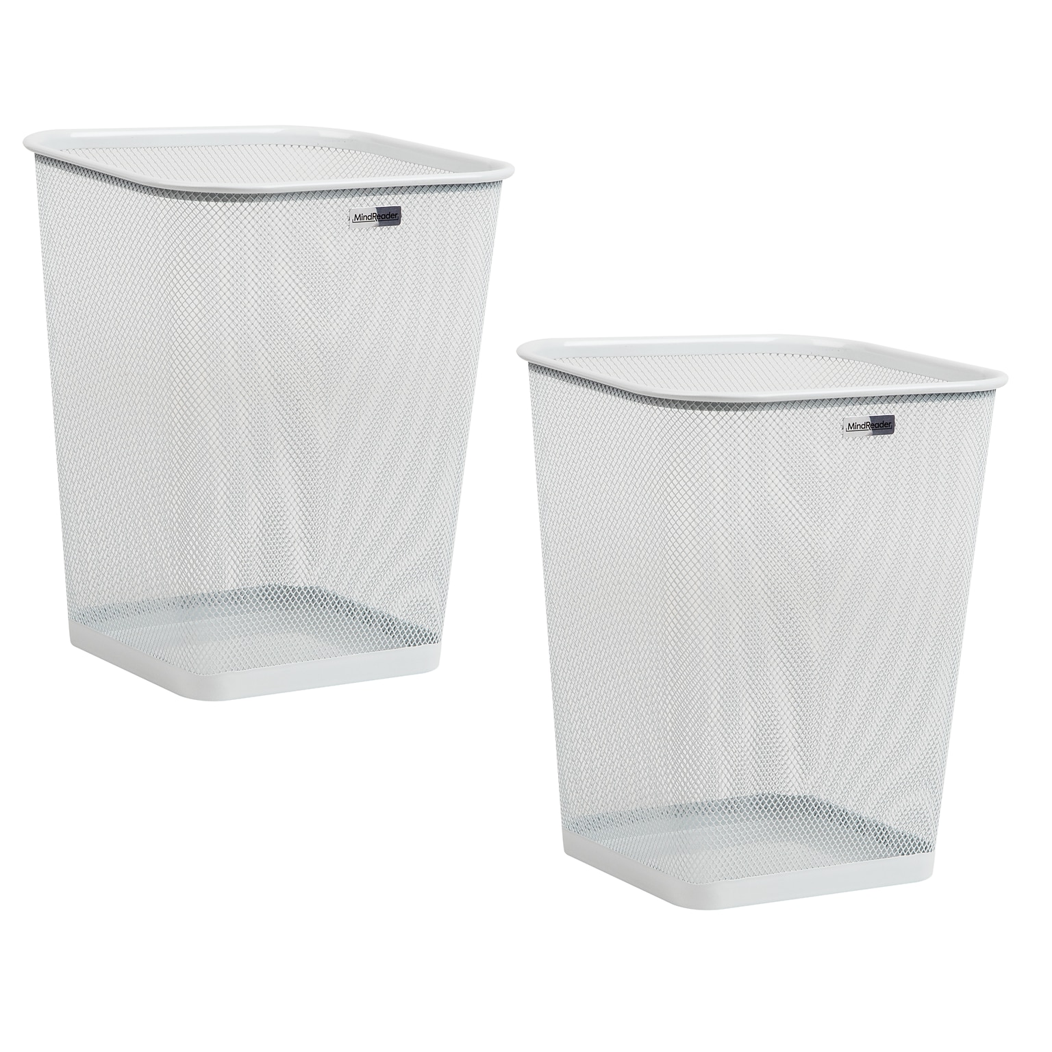 Mind Reader Metal Trash Can Without Lid, 5 Gallon, White, 2/Pack (2SQUAGA-WHT)