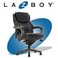 La-Z-Boy Delano Ergonomic Leather Executive Big & Tall Chair, 400 lb. Capacity, Jet Black/Gray (CHR10045B)