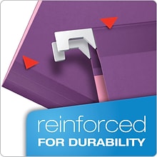 Pendaflex Reinforced Hanging File Folders, 1/5 Tab, Letter Size, Assorted Jeweltone Colors, 25/Box (
