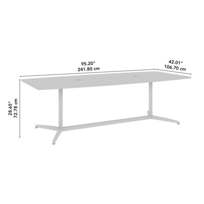 Bush Business Furniture 96W x 42D Boat Shaped Conference Table with Metal Base, Modern Hickory (99TBM96MHSVK)