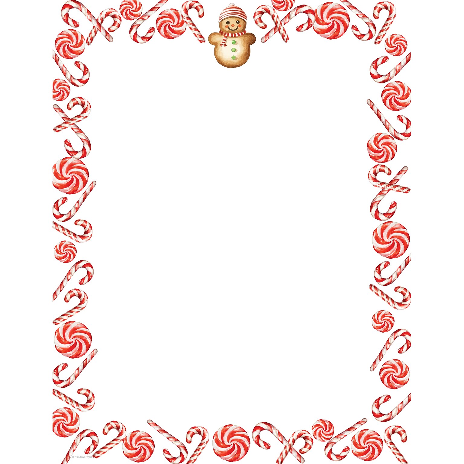 Great Papers! Peppermint & Snowman Holiday Letterhead, 50/Pack (2025045)