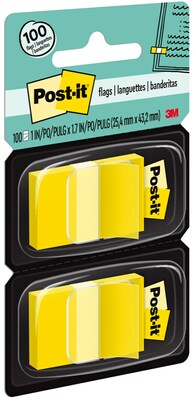 Post-it Flags, .94" Wide, Yellow, 100 Flags/Pack (680-YW2)
