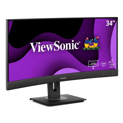 ViewSonic Ergonomic 34" 21:9 Curved UWQHD 4K 100Hz LCD Monitor, Height Adjustable, Docking Station, Black (VG3456CA)