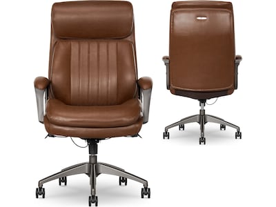 La-Z-Boy Nova Ergonomic Polyurethane Swivel Executive Chair, Cognac (52372-CBRN)