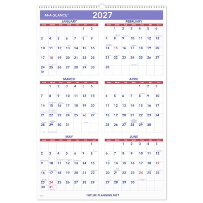 2026 AT-A-GLANCE 20" x 30" Monthly Wall Calendar, White/Purple (PM4-28-26)