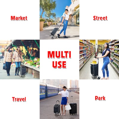 Dbest Trolley Dolly Sport Foldable Rolling Grocery Cart, Black (01-916)