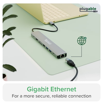 Plugable 9-Port USB-C Hub, Gray (USBC-9IN1E)