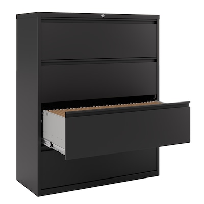 Quill Brand® Commercial 4 File Drawers Lateral File Cabinet, Locking, Black, Letter/Legal, 42"W (20063D)