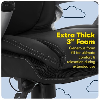 Serta Works Bryce Ergonomic Bonded Leather Swivel Executive Chair, Black (43807A)