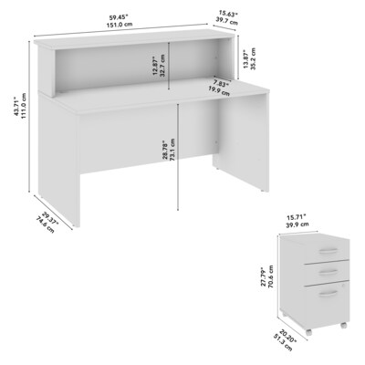 Bush Business Furniture Arrive 60"W Reception Desk with Shelf and Mobile File Cabinet, Mocha Cherry (ARV002MR)