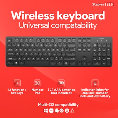Staples TECH Slim Wireless Keyboard (ST63015)
