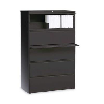 Hirsh Industries® Lateral File Cabinet, 5 Letter/Legal/A4-Size File Drawers, Charcoal, 36 x 18.62 x 67.62