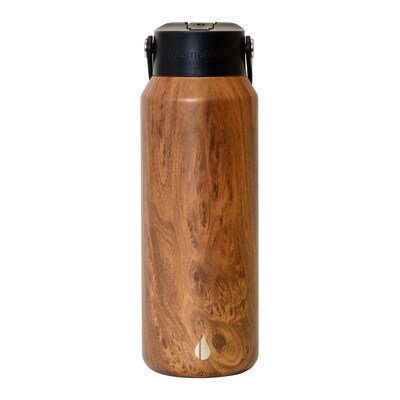 Elemental Core Stainless Steel Double Wall Insulated Water Bottle, 40 oz., Teakwood (EMLEBC40WD20)