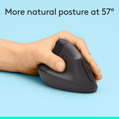 Logitech Lift Wireless Ergonomic Left Handed Optical Mouse, Graphite (910-006467)