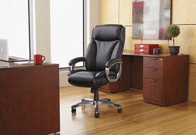 Alera Veon Series Fixed Arm Ergonomic Leather Executive Chair, Brown (ALEVN4159)