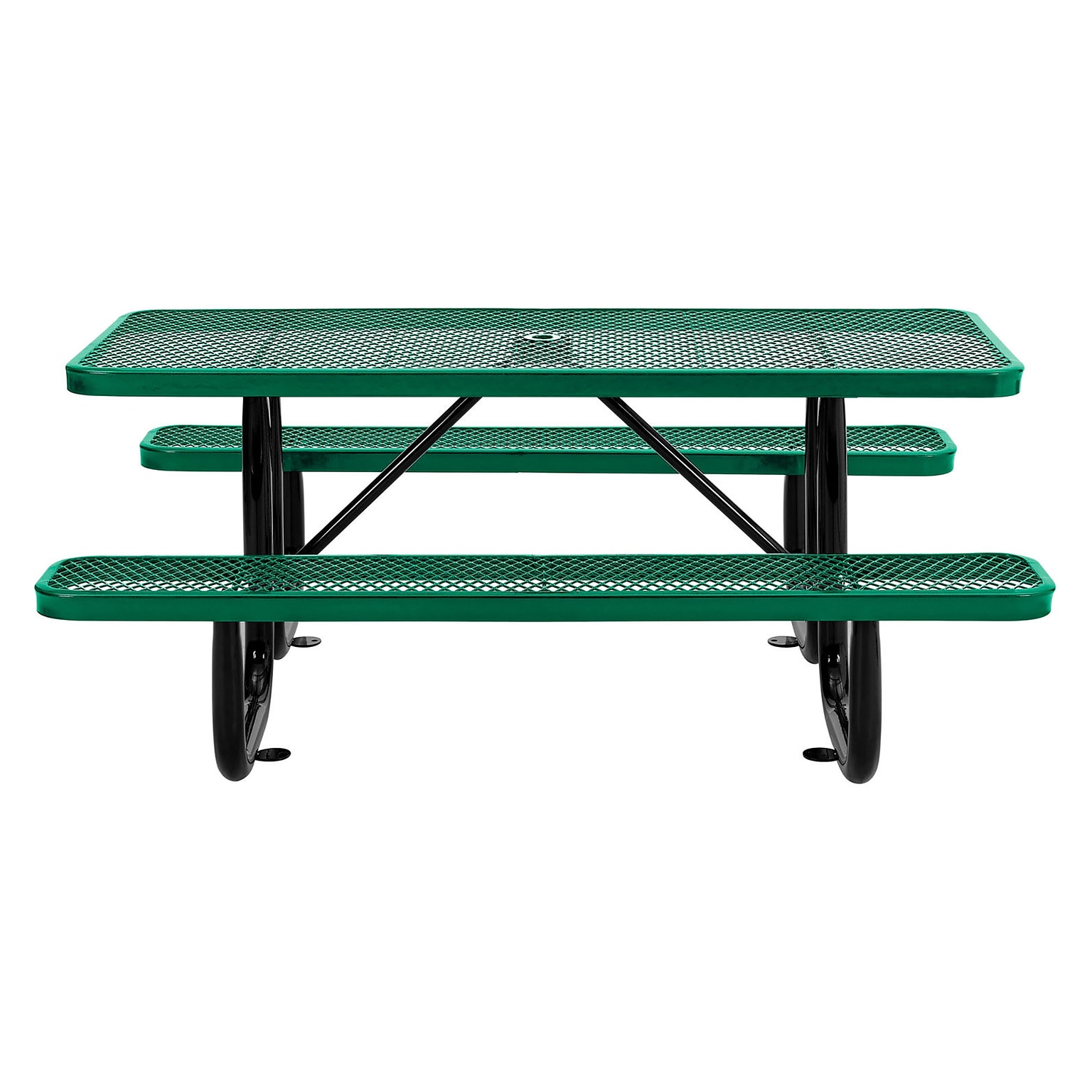 Global Industrial 46 Square Outdoor Steel Picnic Table, Expanded Metal, Green (277151GN)