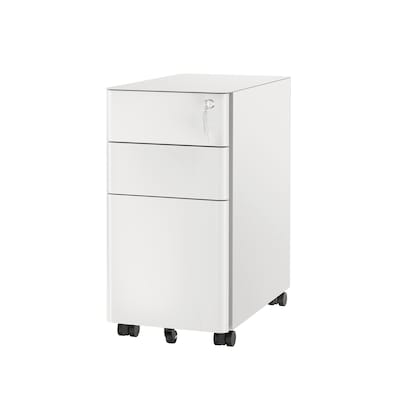 Mount-It! 3-Drawer Mobile File Cabinet, Letter/Legal Size, Lockable, 23.35H x 11.81W x 19.69D, White (MI-944W)
