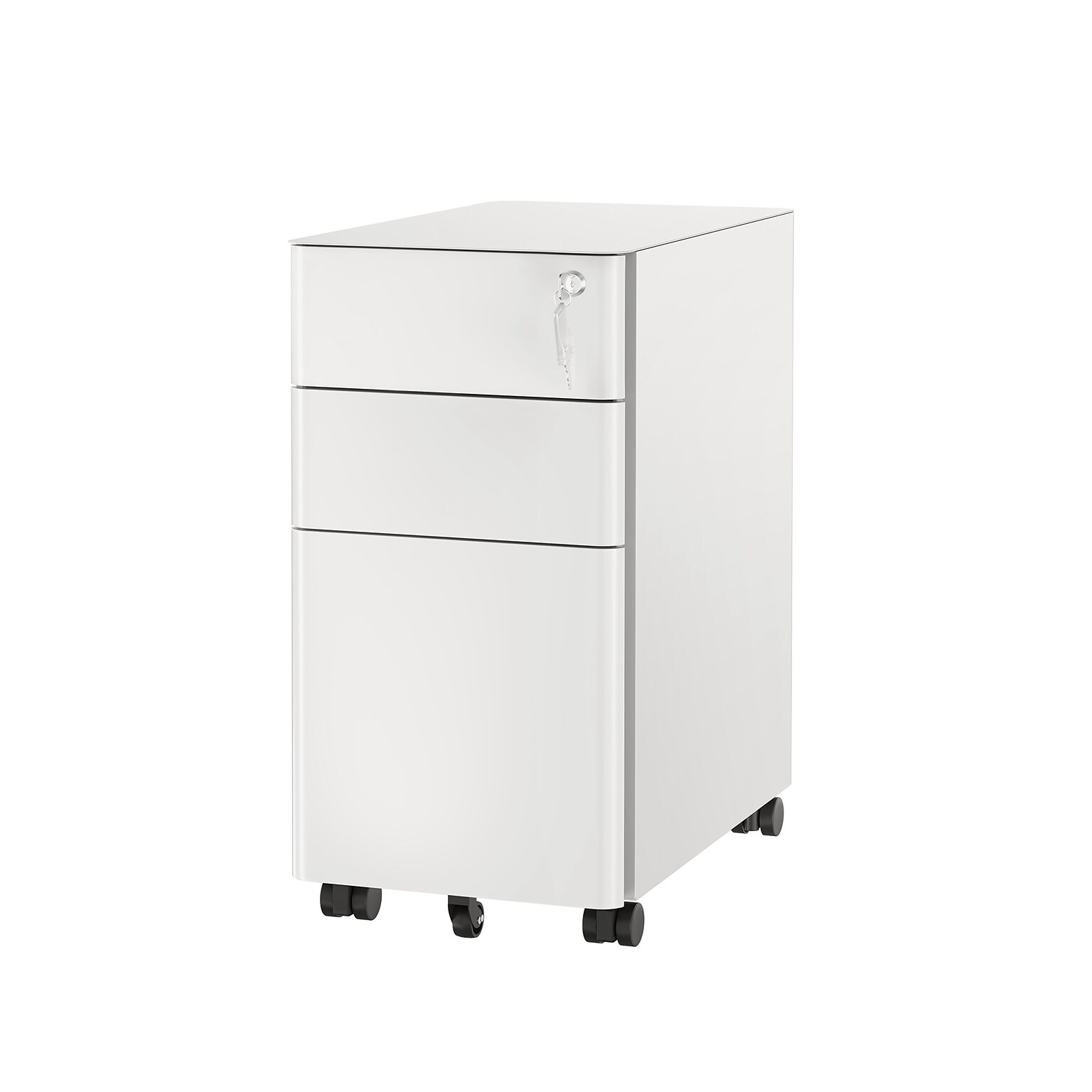 Mount-It! 3-Drawer Mobile File Cabinet, Letter/Legal Size, Lockable, 23.35H x 11.81W x 19.69D, White (MI-944W)