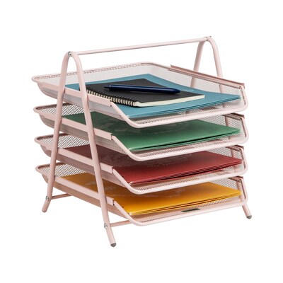 Mind Reader Metal Mesh Front Loading Letter Tray, Letter/Legal Size, Pink (4TPAPER-PNK)