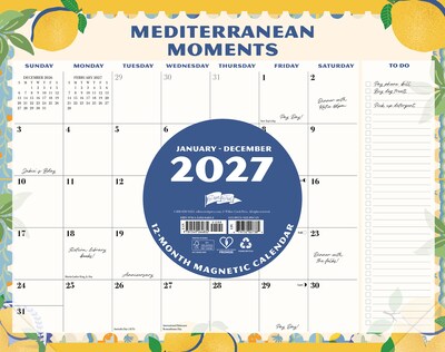 2027 Willow Creek Mediterranean Moments 14.25 x 11.25 Monthly Desk or Wall Calendar, Assorted Colors (64832)