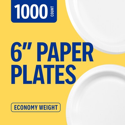 Perk™ Economy Paper Plates, 6", White, 1000/Carton (PK56517)