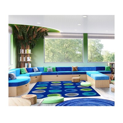 Joy Carpets Watercolor Spots Nylon 7'8" x 10'9" Machine Tufted Rug, Marine (2143D-02)
