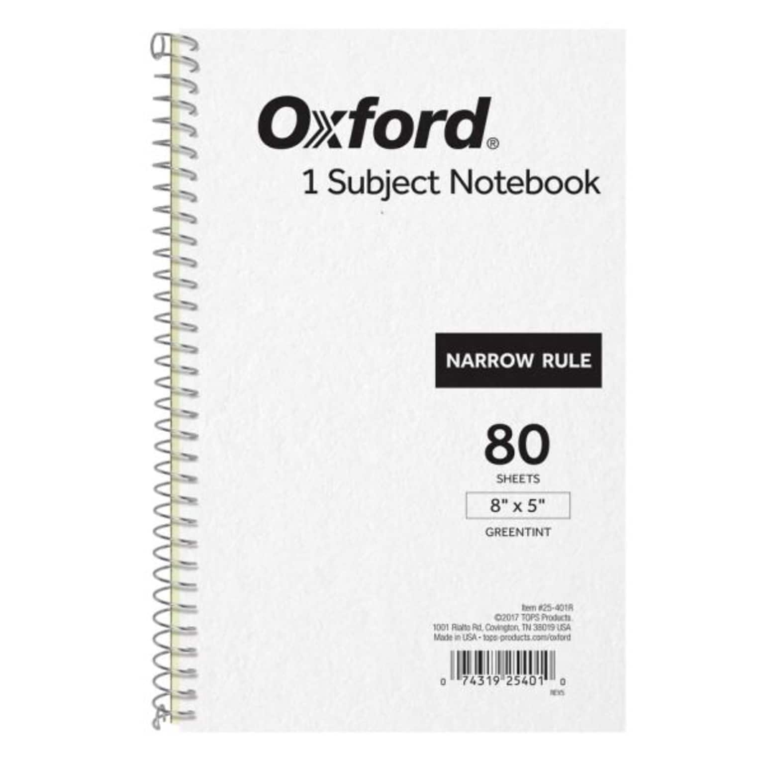 Oxford 1-Subject Notebooks, 5 x 8, Narrow Ruled, 80 Sheets, Gray (25-401R)