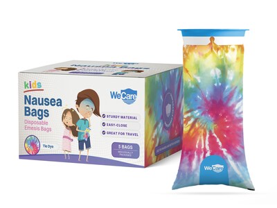 WeCare Tie-Dye Kids' Disposable Emesis Bag for Nausea and Motion Sickness, Multicolor (WC-EMES-T-5)