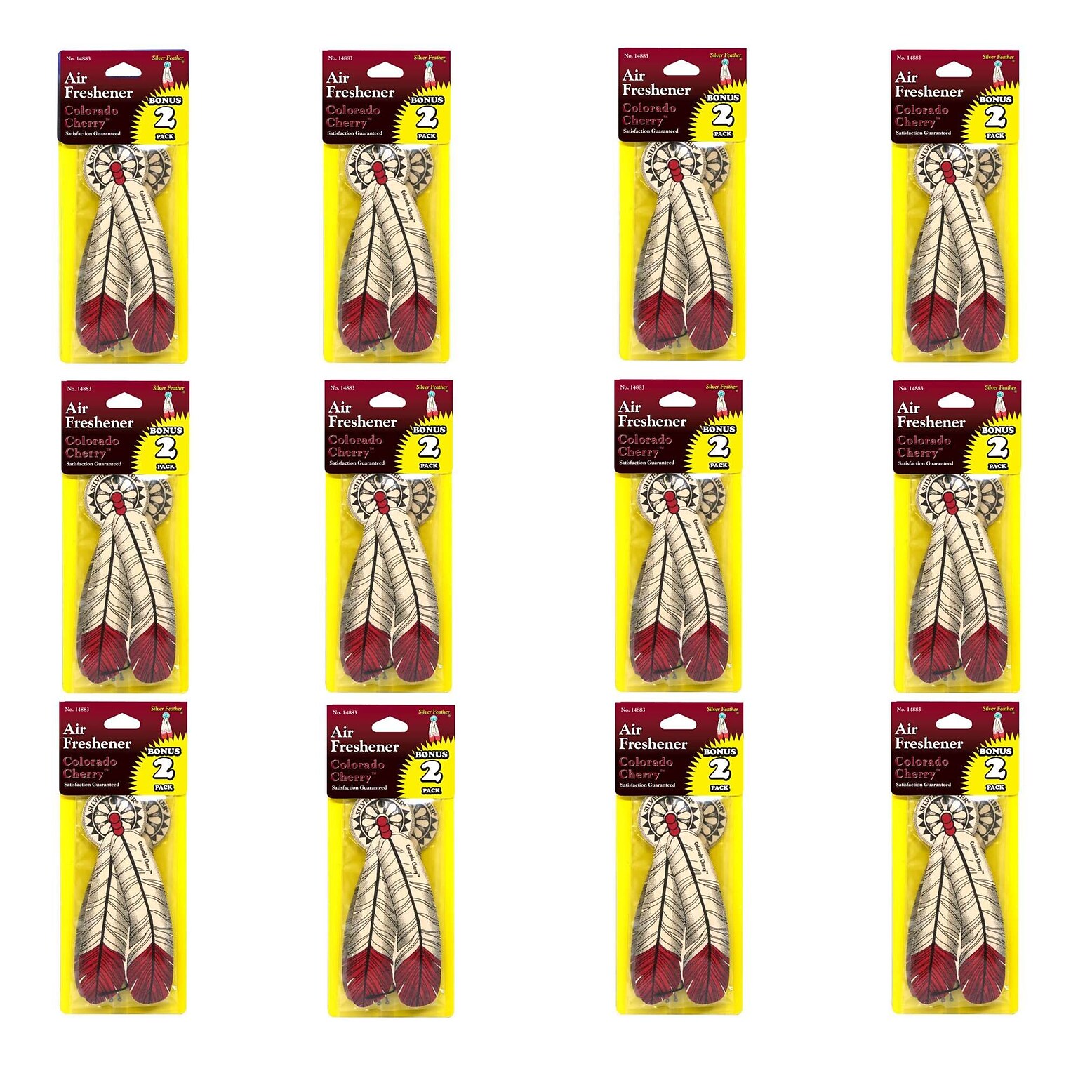 Silver Feather Cherry Scented Air Freshener, Red, 2 Fresheners/Pack, 12 Packs/Box, 12 Boxes/Carton (14883)