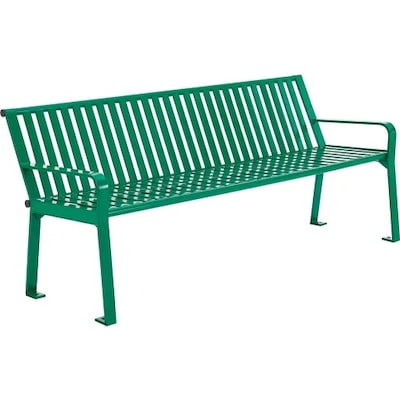 Global Industrial 6 Outdoor Bench w/ Back, Vertical Steel Slat, Green (694854KD)