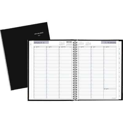 2027 AT-A-GLANCE DayMinder 8 x 11 Weekly Appointment Book Planner, Faux Leather Cover, Black (G520H-00-27)