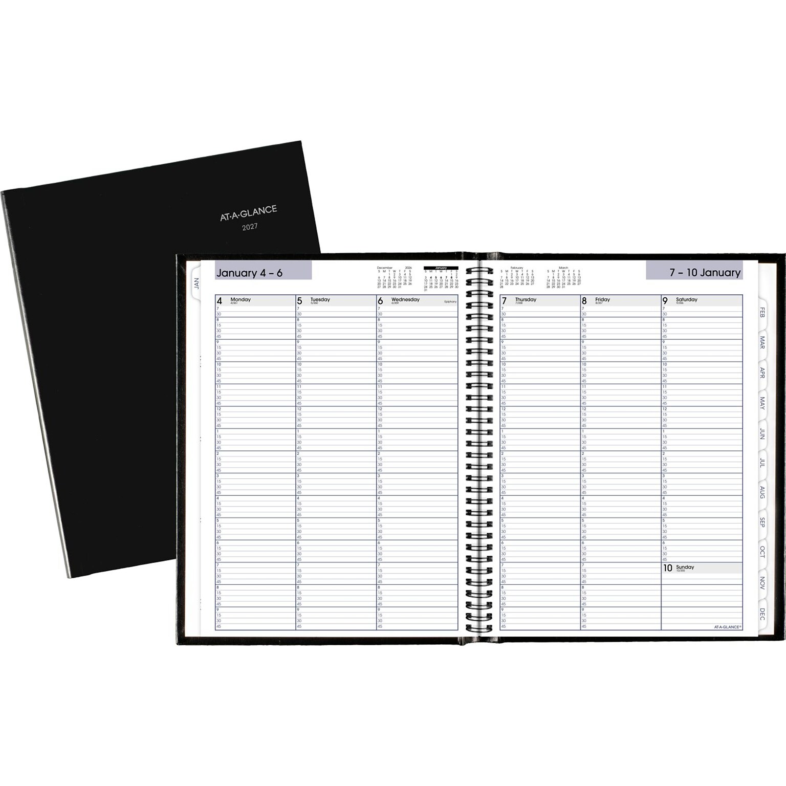 2027 AT-A-GLANCE DayMinder 8 x 11 Weekly Appointment Book Planner, Faux Leather Cover, Black (G520H-00-27)
